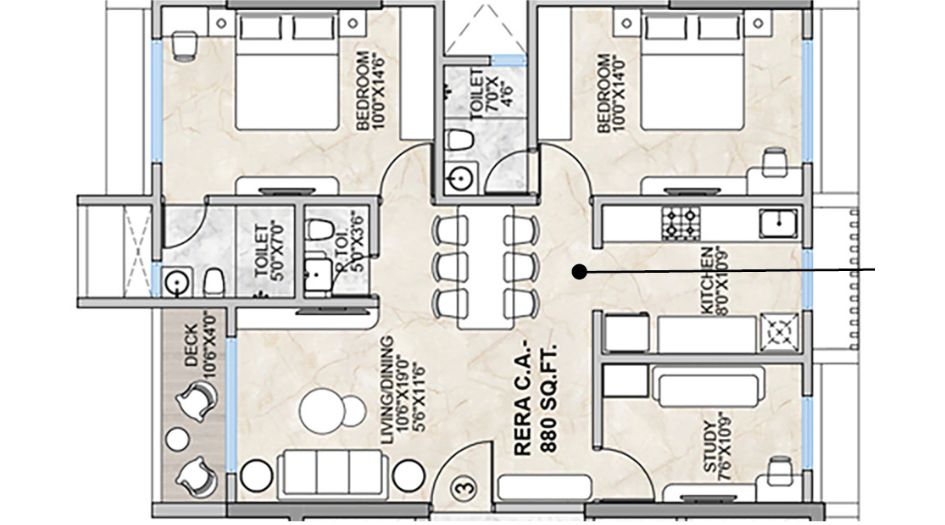 Platinum-Vibe-Floor-Plan-2.5 BHK - 880 Sqft